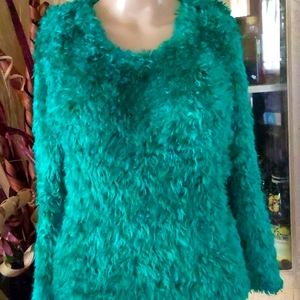 Side Effects Teal green fluffy sweater